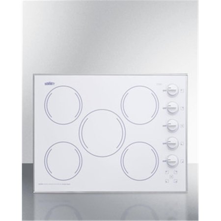 SUMMIT 27 in. Wide 5 Burner Electric CooktopSmooth White Ceramic Glass Finish CR5B274W